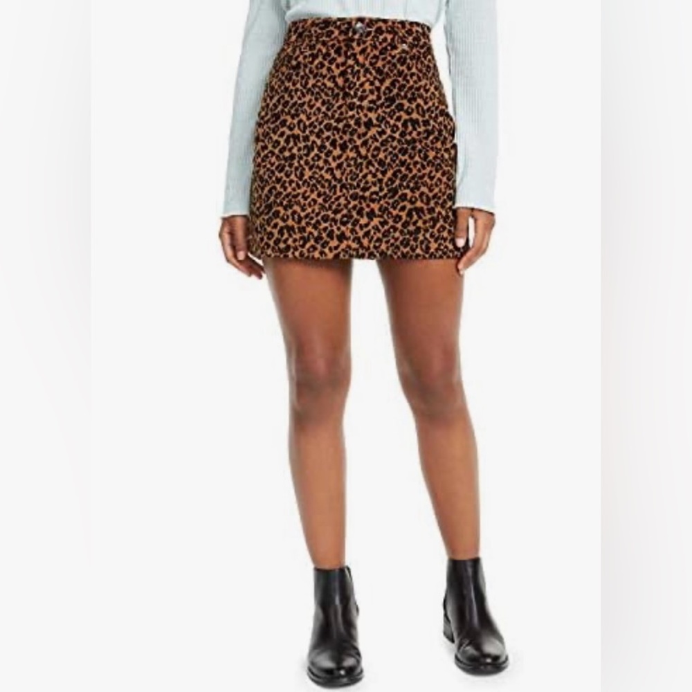 Vanilla‎ Star Juniors' Leopard-Print Corduroy Skirt Cheetah Size 0